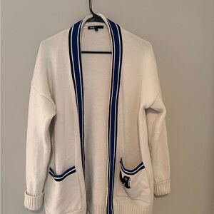 Maje Ivory Cardigan with Navy Accents